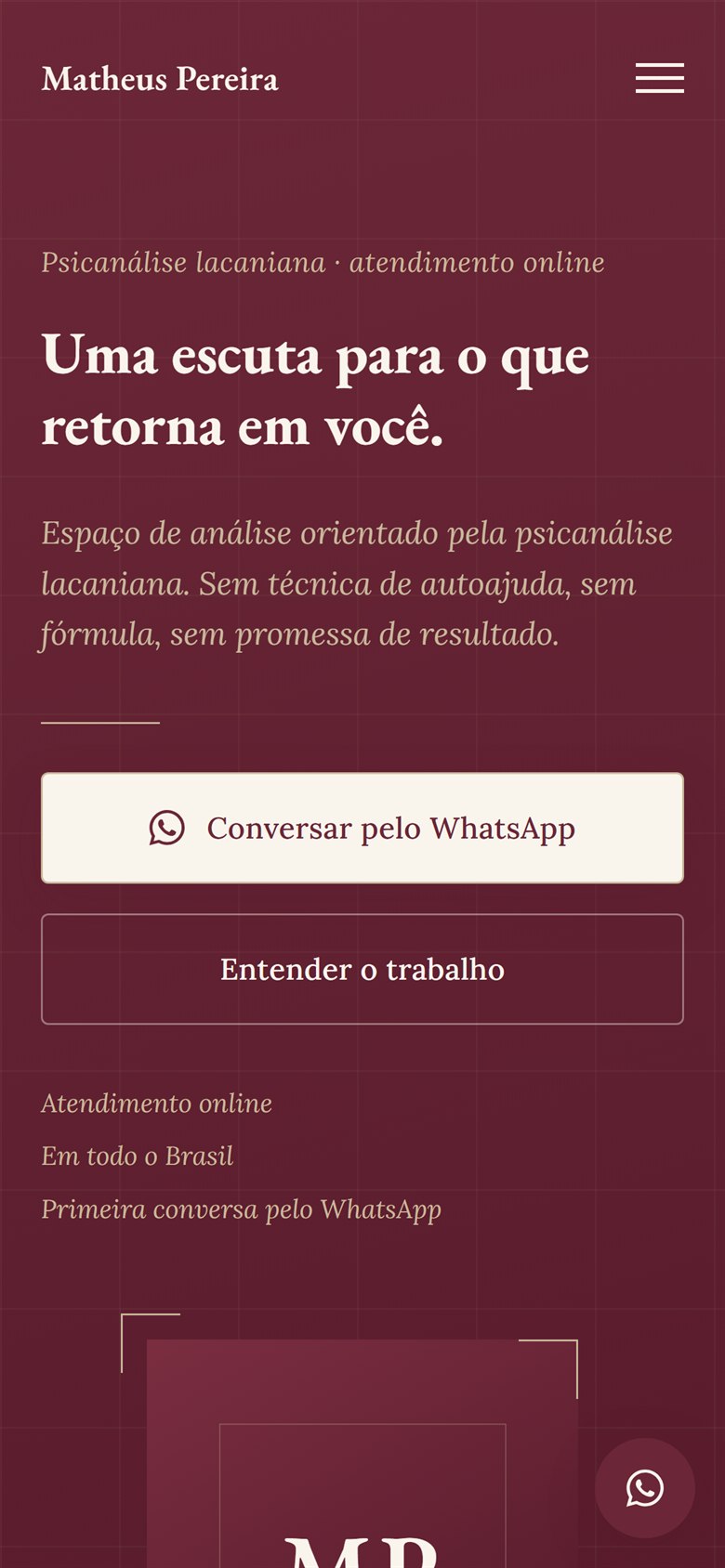 O mesmo site visto no celular